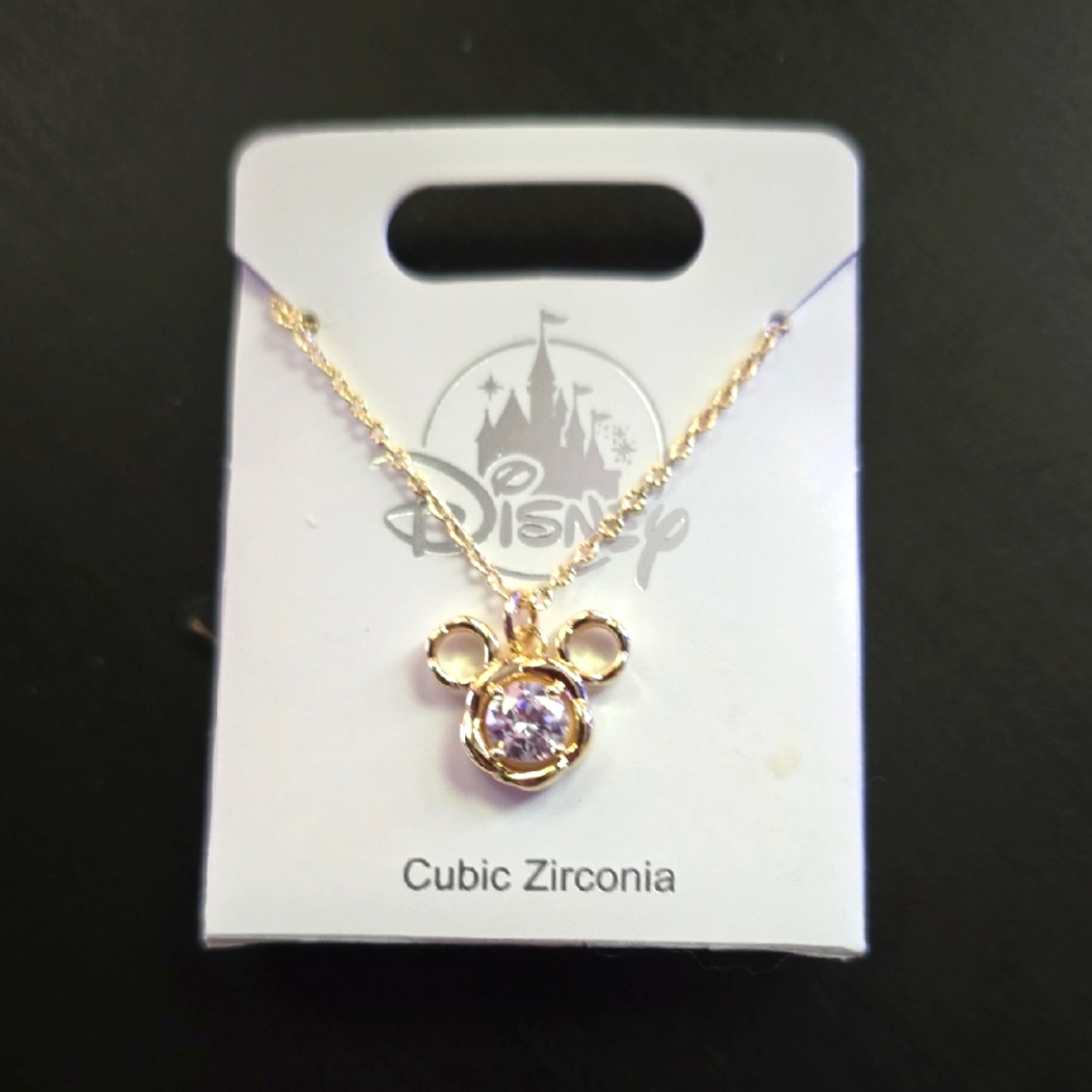 Disney Gold Necklace with Cubic Zirconia